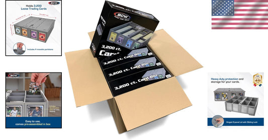 Durable Collectible Card Bins - 4-Pack with Dividers, Holds All Trading Cards