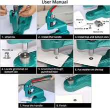 Load image into Gallery viewer, Heavy-Duty Eyelet Grommet Machine - 3 Dies &amp; 1500 Silver Grommets Included