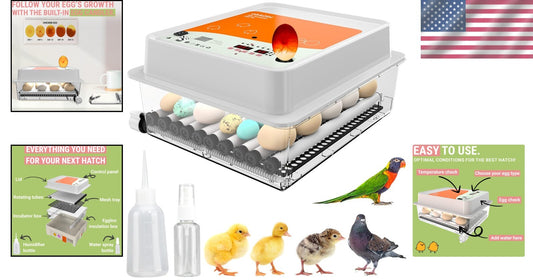 36 Egg Hatching Incubator with Digital Control & Integrated Egg Candler Included