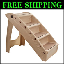 Load image into Gallery viewer, Sturdy 4-Step Folding Pet Stairs for Dogs and Cats - Tan Color Convenience