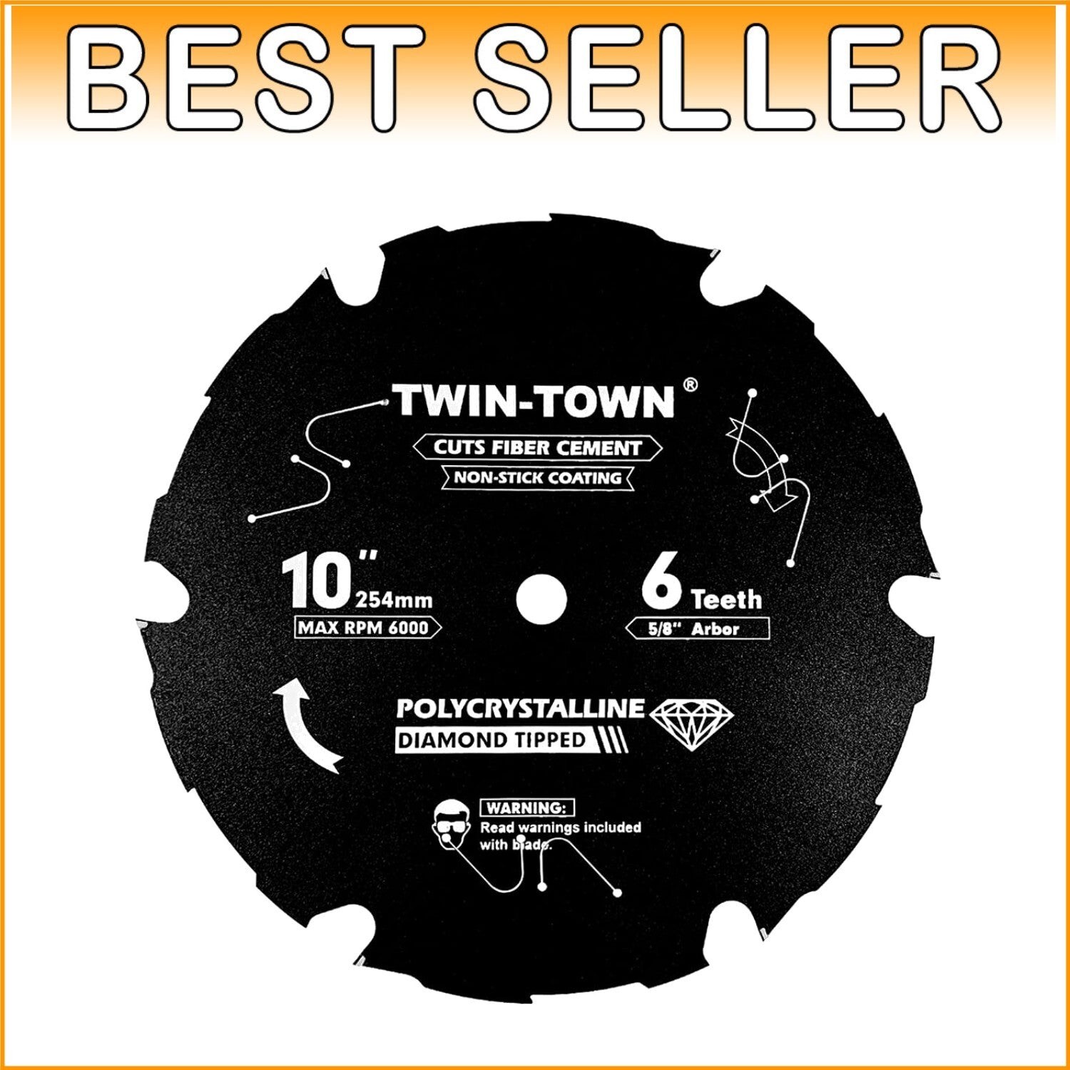 10-Inch Polycrystalline Diamond Tipped Blade - Ideal for Fiber Cement Cutting