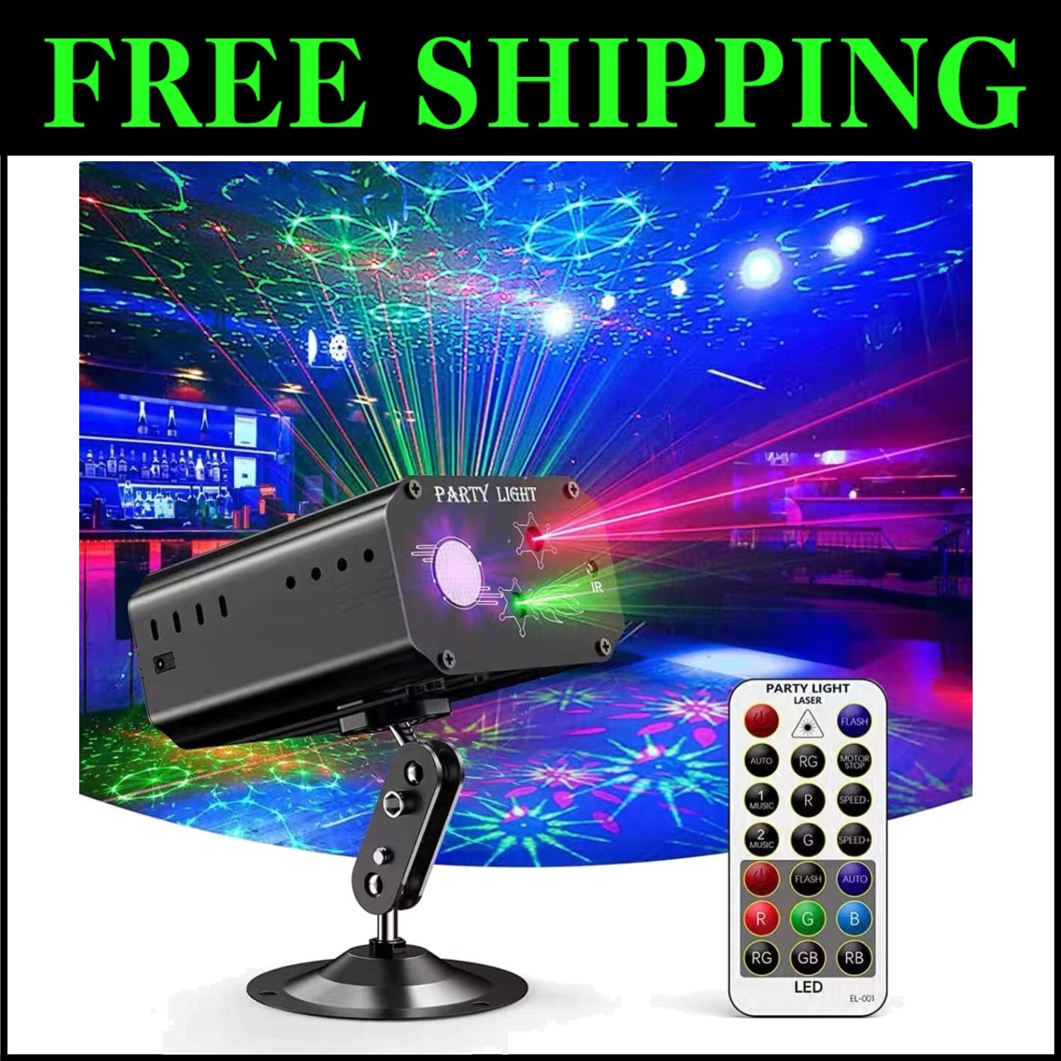 DJ Disco Lights with Remote Control - Sound Activated Laser Projector