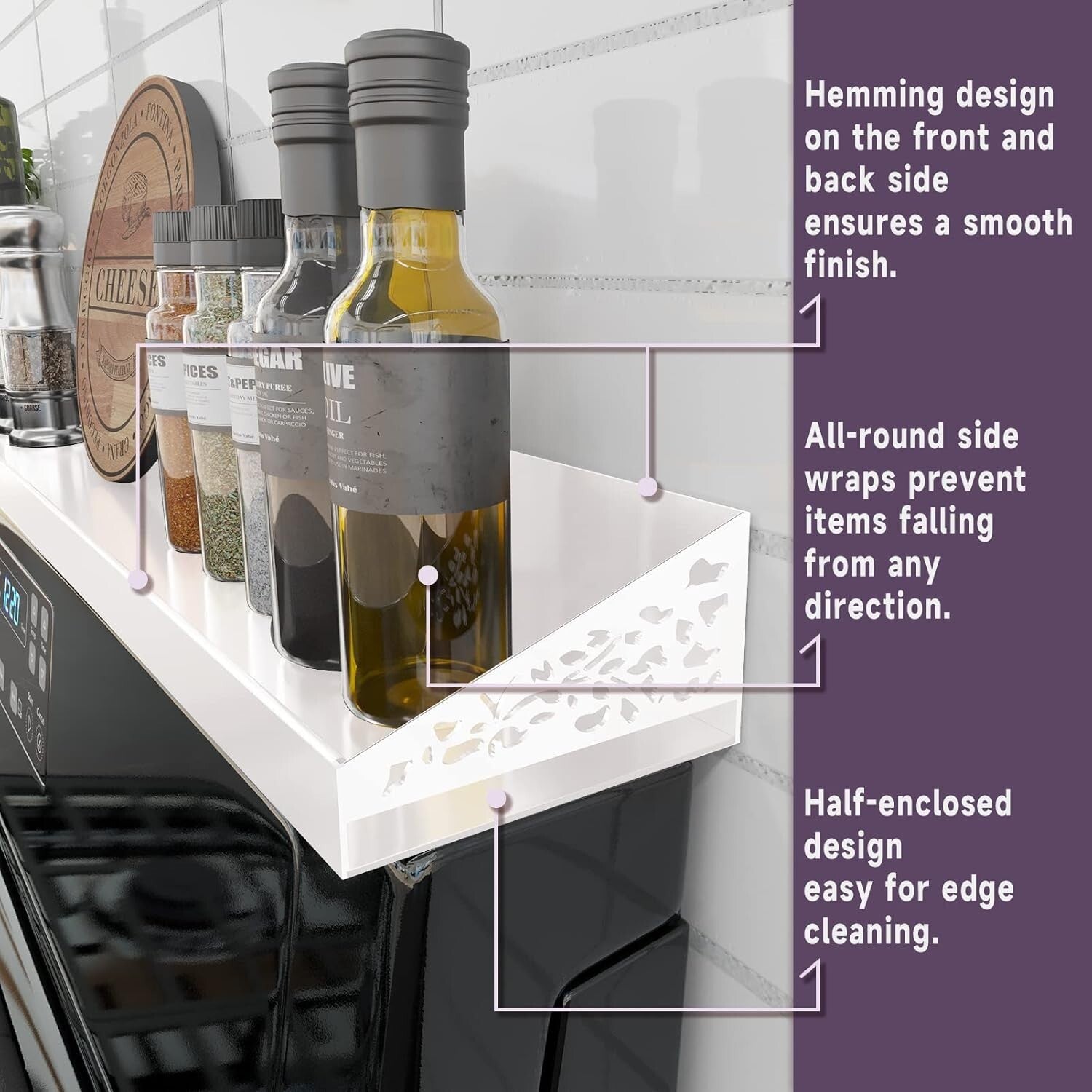Elegant Magnetic Stove Top Shelf, 30 Inch - Spice Rack for Kitchen Efficiency