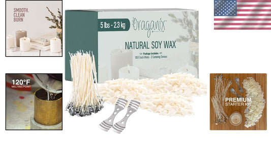 5 lb Eco-Friendly Soy Candle Wax with 100 Pre-Waxed Wicks - DIY Essential Kit