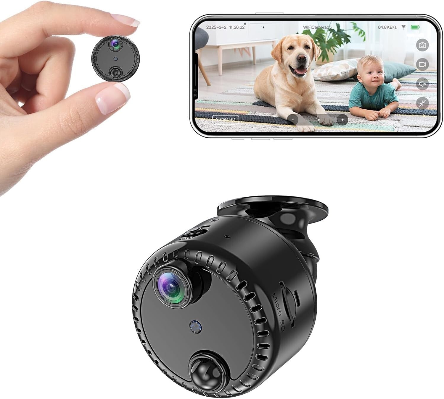 Portable 4K Indoor Security Camera with AI Motion Alerts & Extended Battery