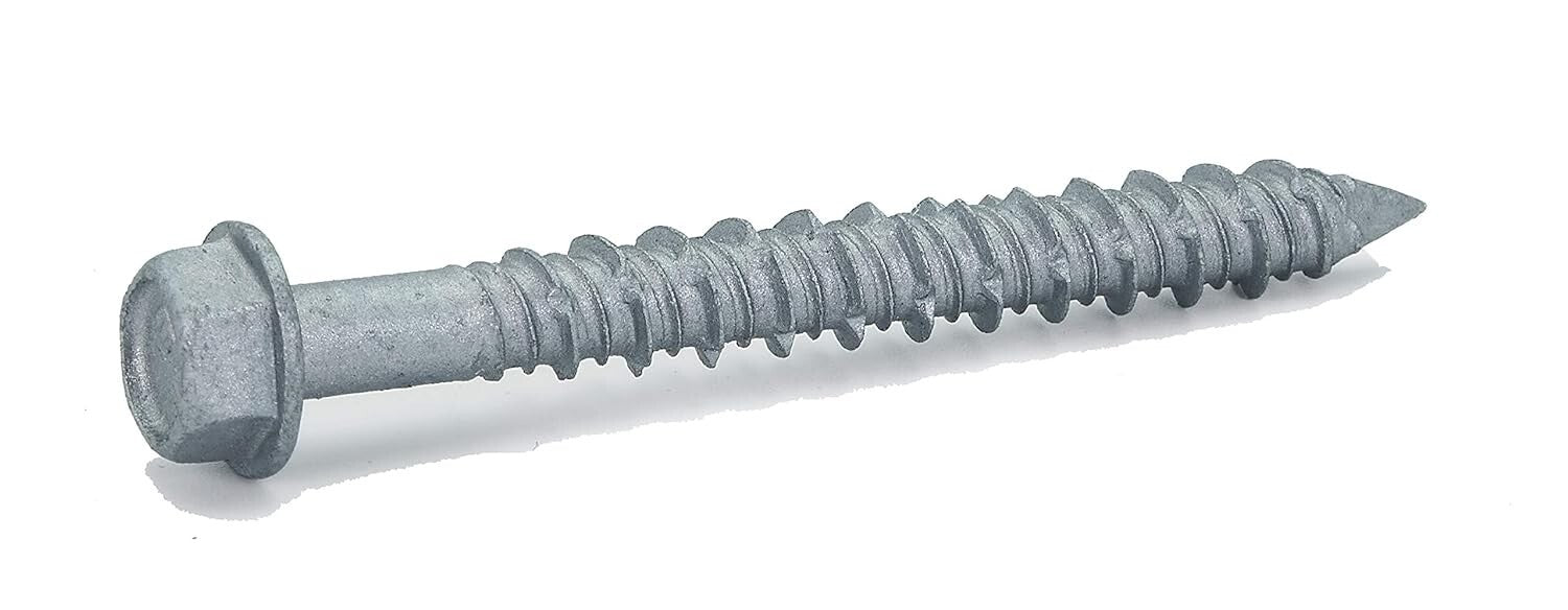 1/4" x 2-1/4" 410 Stainless Steel Hex Concrete Screws with Drill Bit - 50 Pack