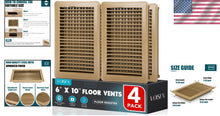 Load image into Gallery viewer, 4-Pack Classic Louver 6x10 Floor Registers - Adjustable Air Circulation Grilles