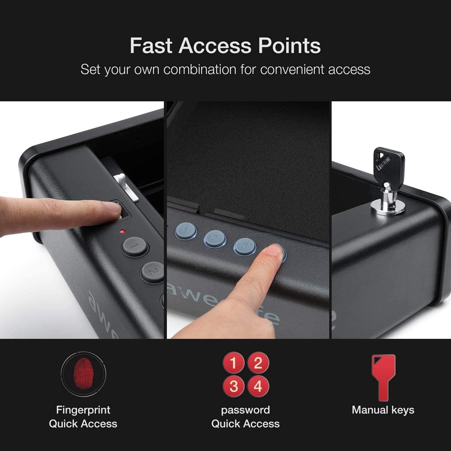 Biometric Fingerprint Gun Safe with Quick Access and Keypad - Secure Storage