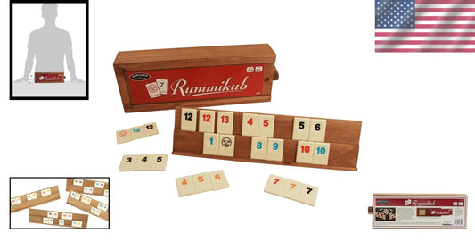 All-Wood Rummikub Vintage Game Set with Built-in Trays - Timeless Family Fun