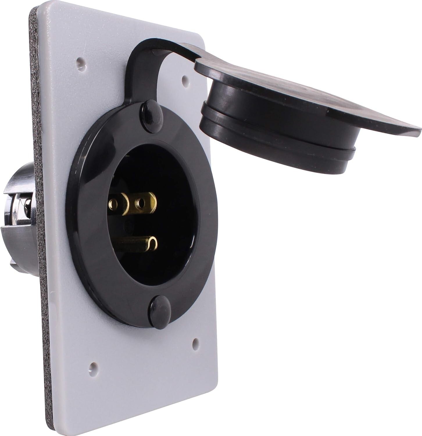 Industrial Grade 15 AMP Flanged Power Inlet with Integrated Nylon Faceplate