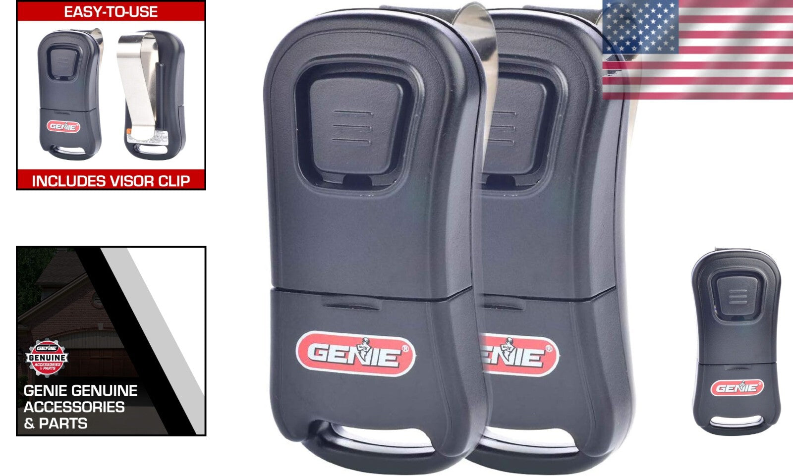 2-Pack Single Button Garage Door Remotes - Intellicode Compatible & Secure