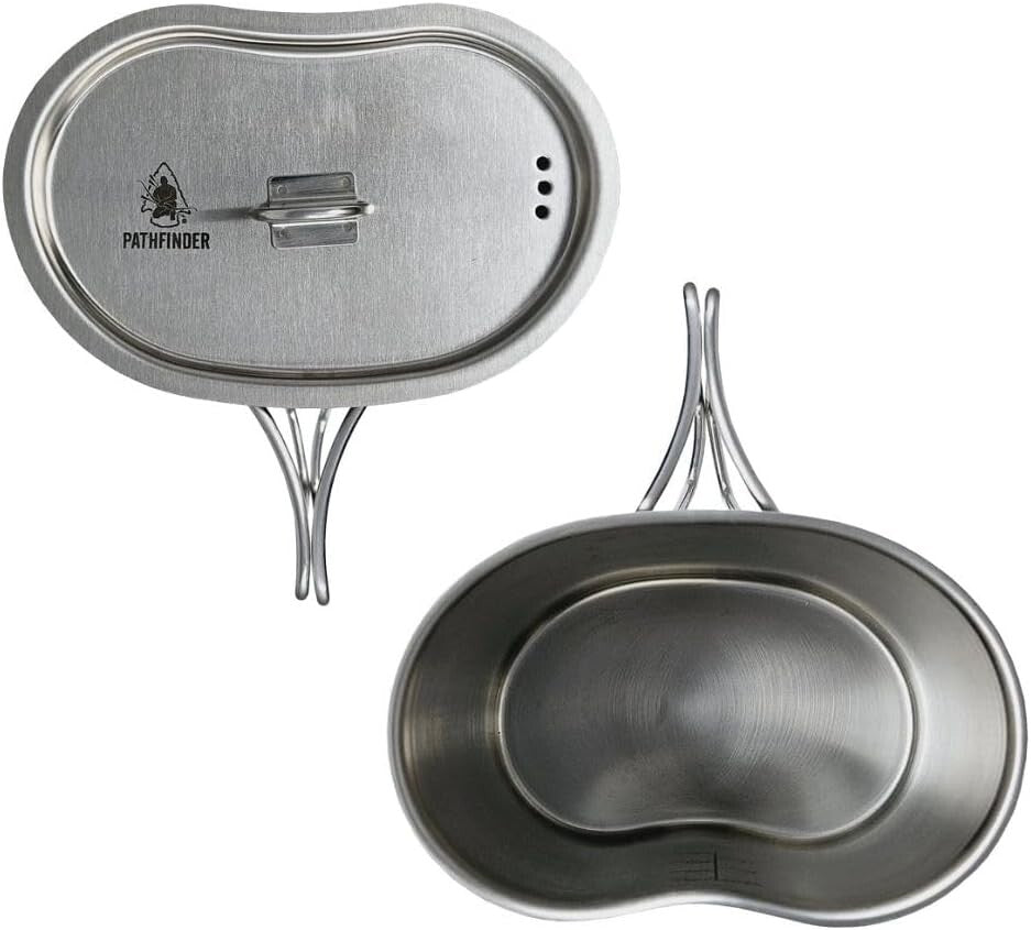 Durable Black Stainless Steel Canteen with Nesting Cup - Lightweight Cooking Set