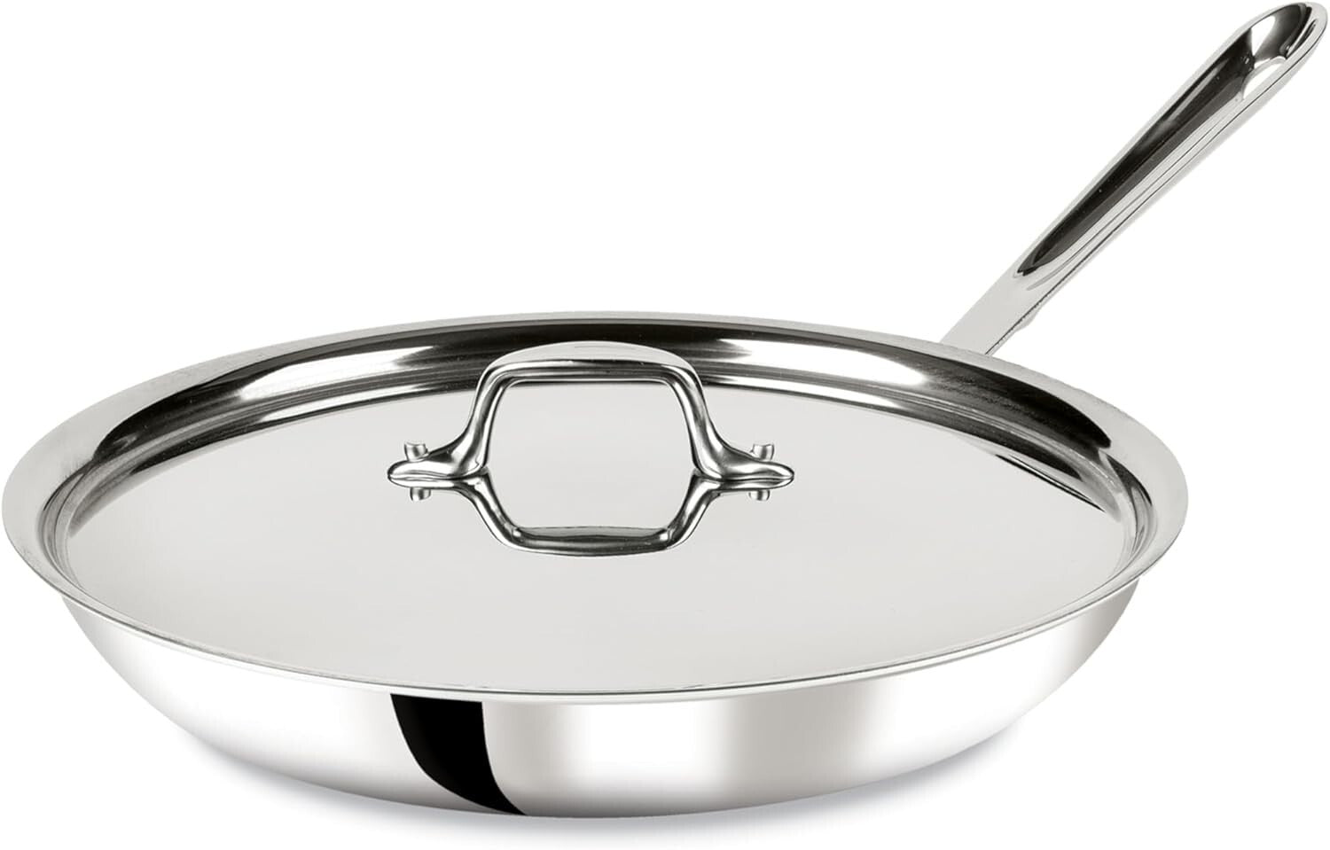 Durable 12-Inch Stainless Steel Frying Pan with Lid - Even Heat Distribution