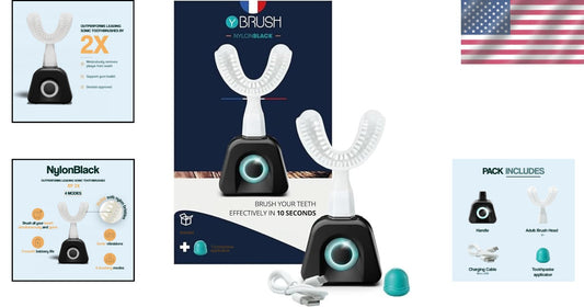 Innovative Y-Shaped Electric Toothbrush with 3 Months Battery Life - Black Adult