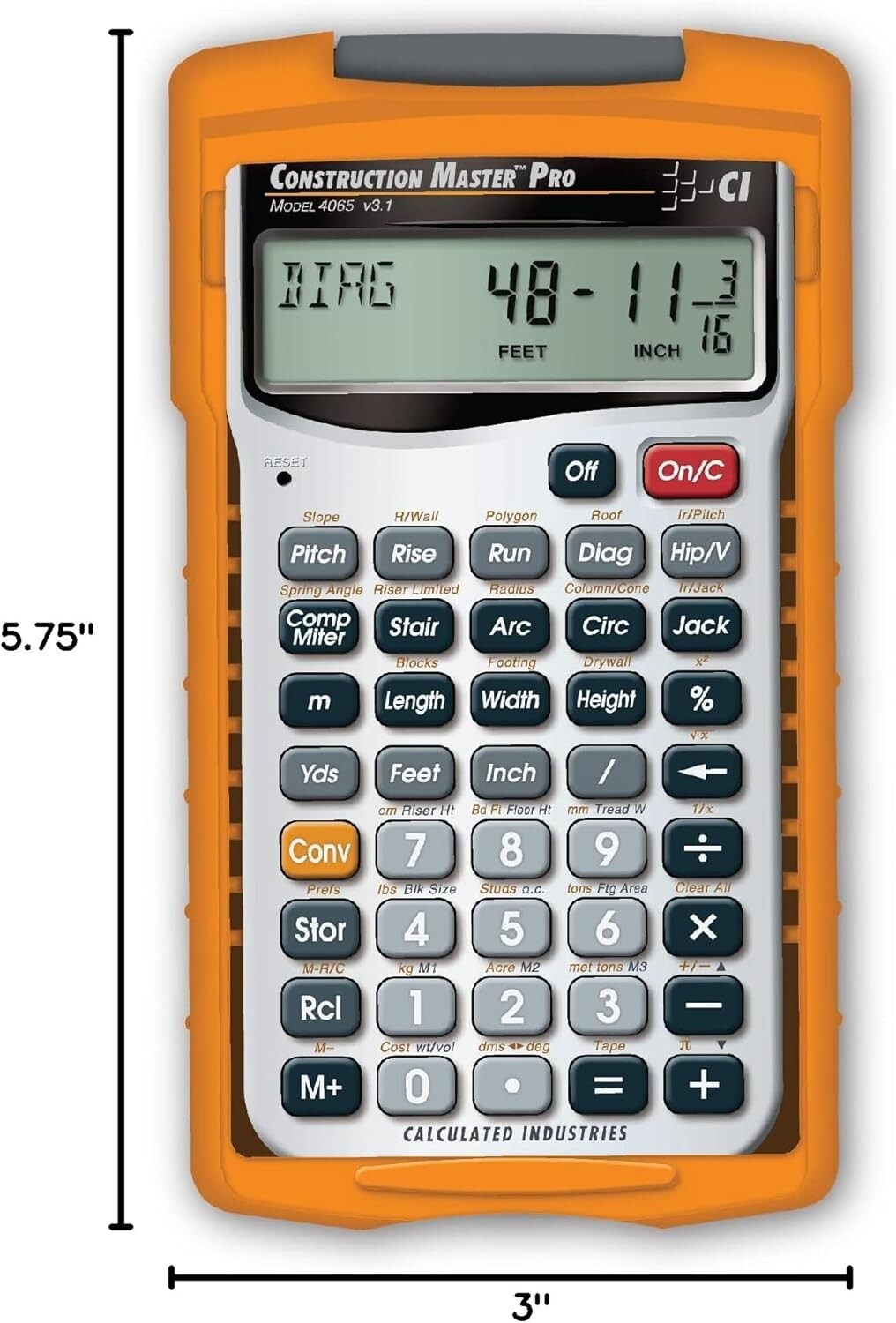 Professional Construction Math Calculator - Feet-Inch-Fraction Conversion Tool