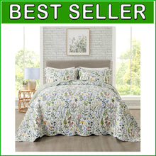 Load image into Gallery viewer, Soft Microfiber Quilt Set with Floral Pattern - King Size Bedding Essentials