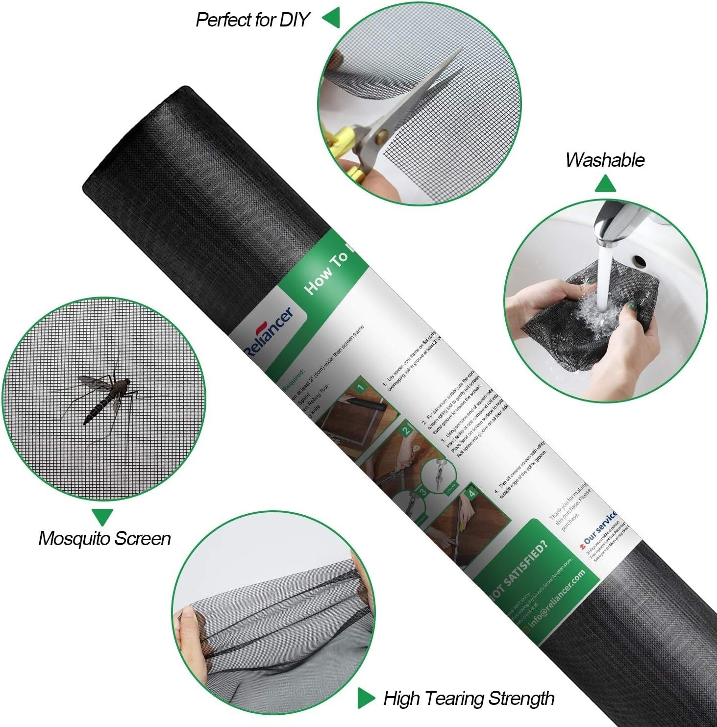 DIY Customizable Fiberglass Screen Mesh Roll 100FT x 96IN - Pet Proof Solution