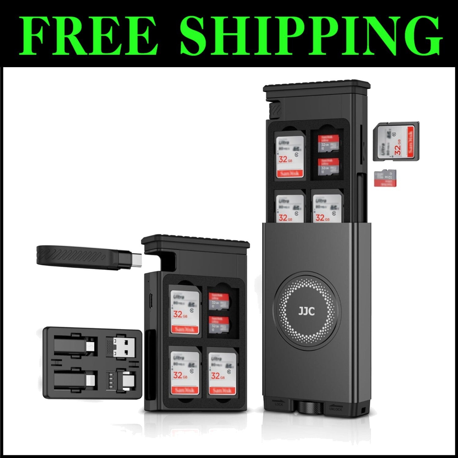 All-in-One SD/TF Card Reader with USB C Cable & Multi Adapter for Travel - Gray