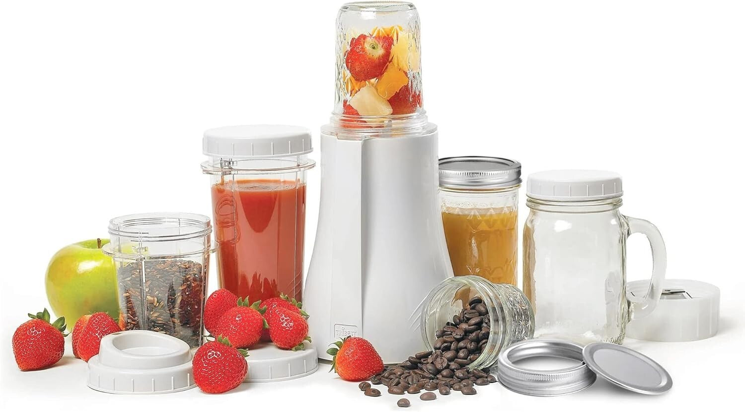 Versatile Personal Blender for Smoothies with BPA-Free Portable Cups - White