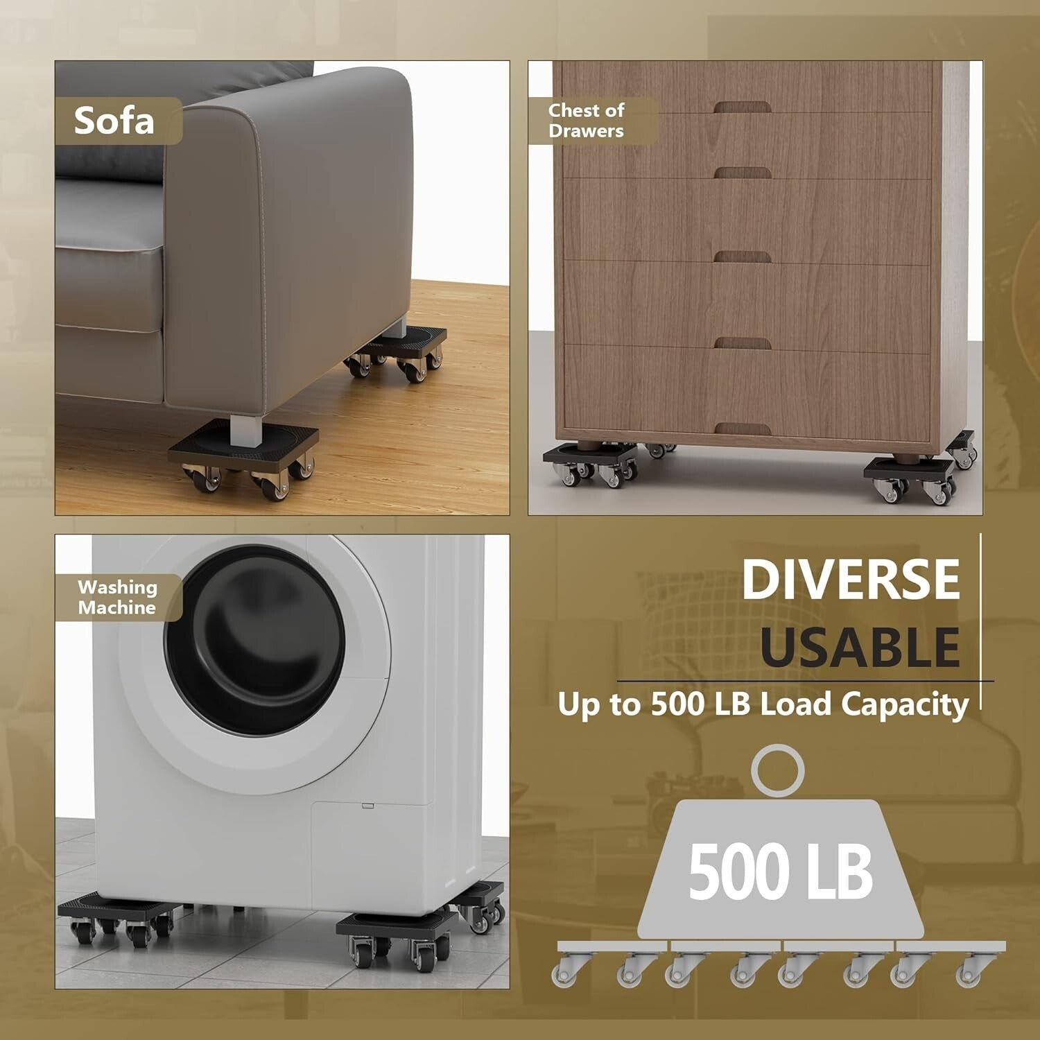 Lightweight Furniture Mover with 500 lb Load & Multi-Surface Compatibility