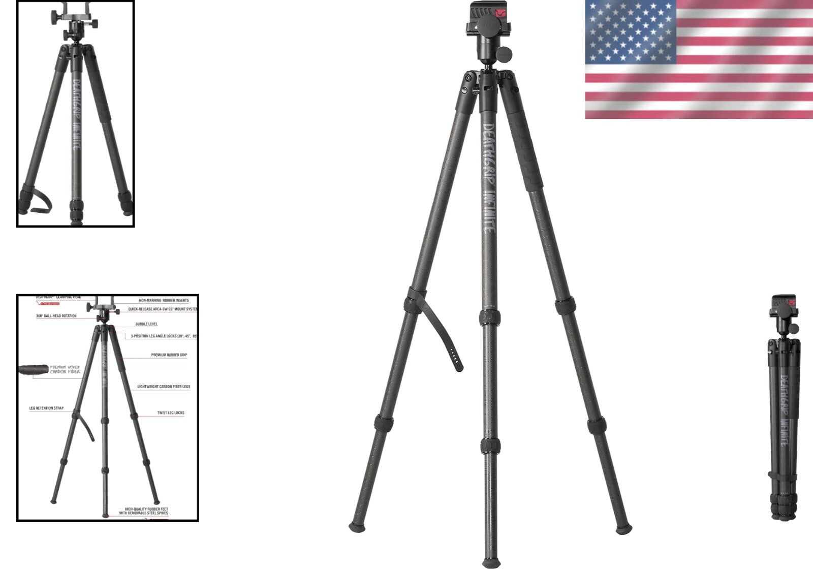DeathGrip Infinite Carbon Fiber Tripod with 360° Ball Head & Quick-Release