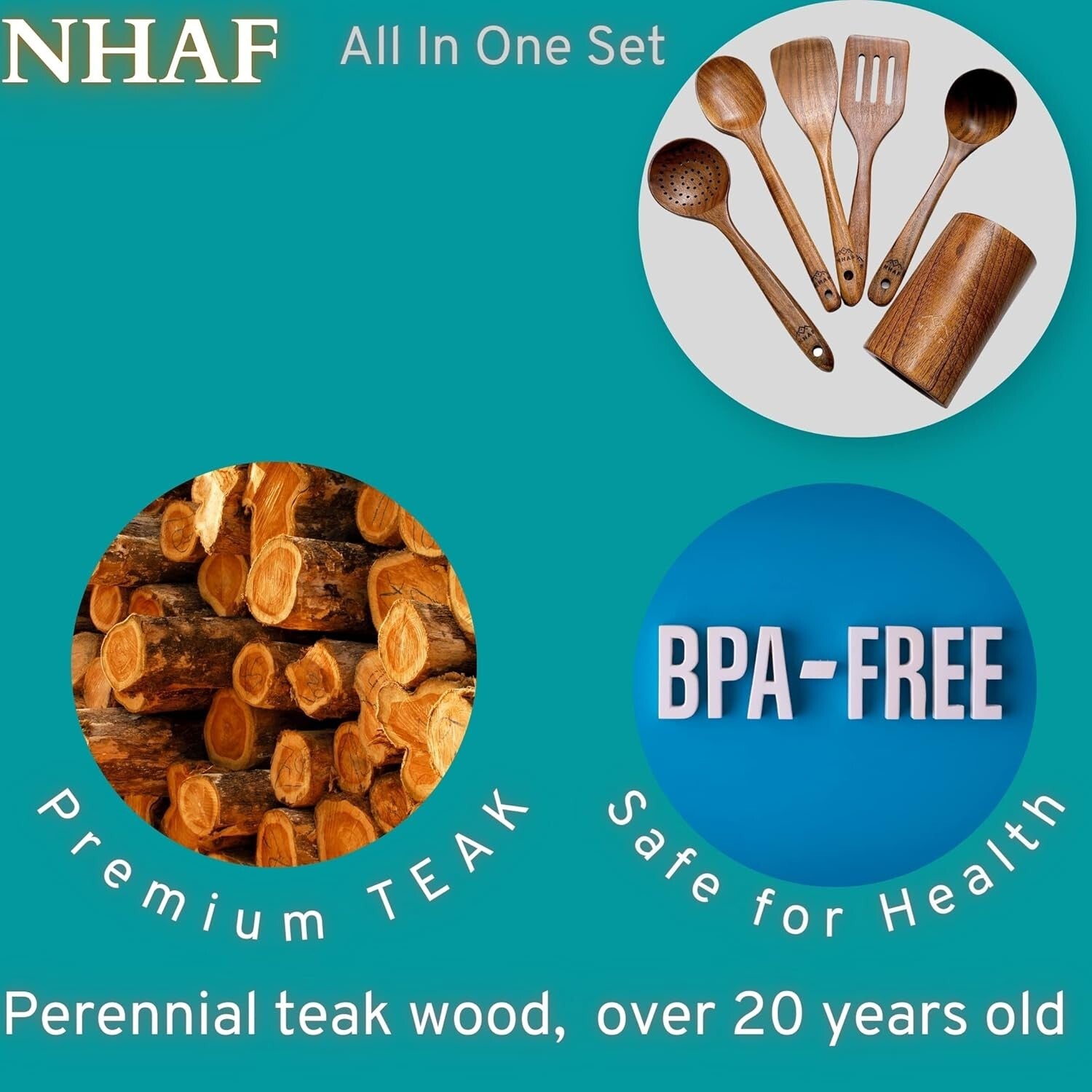 Durable Eco-Friendly Teak Cooking Utensils Set with Canvas Holder for Gifts