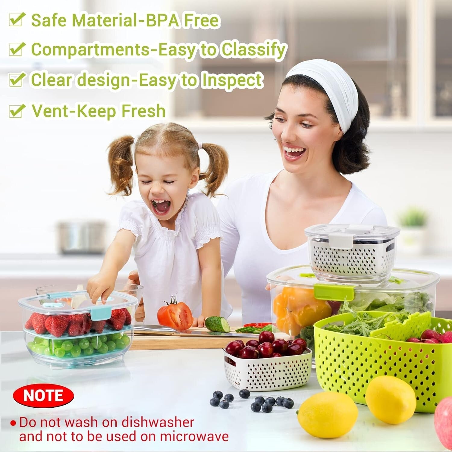 BPA-Free 3-Piece Vegetable & Fruit Storage Set - Keep Produce Fresh & Organized