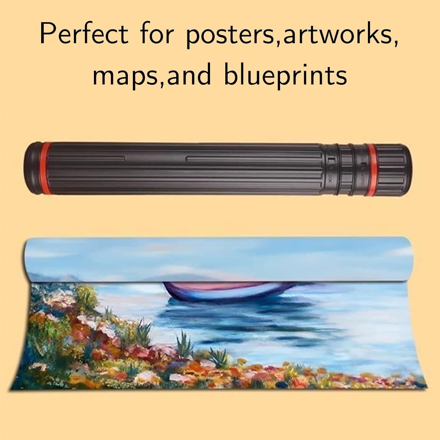 XL Set of 2 Telescoping Poster Tubes - Waterproof and Lightweight Black Design