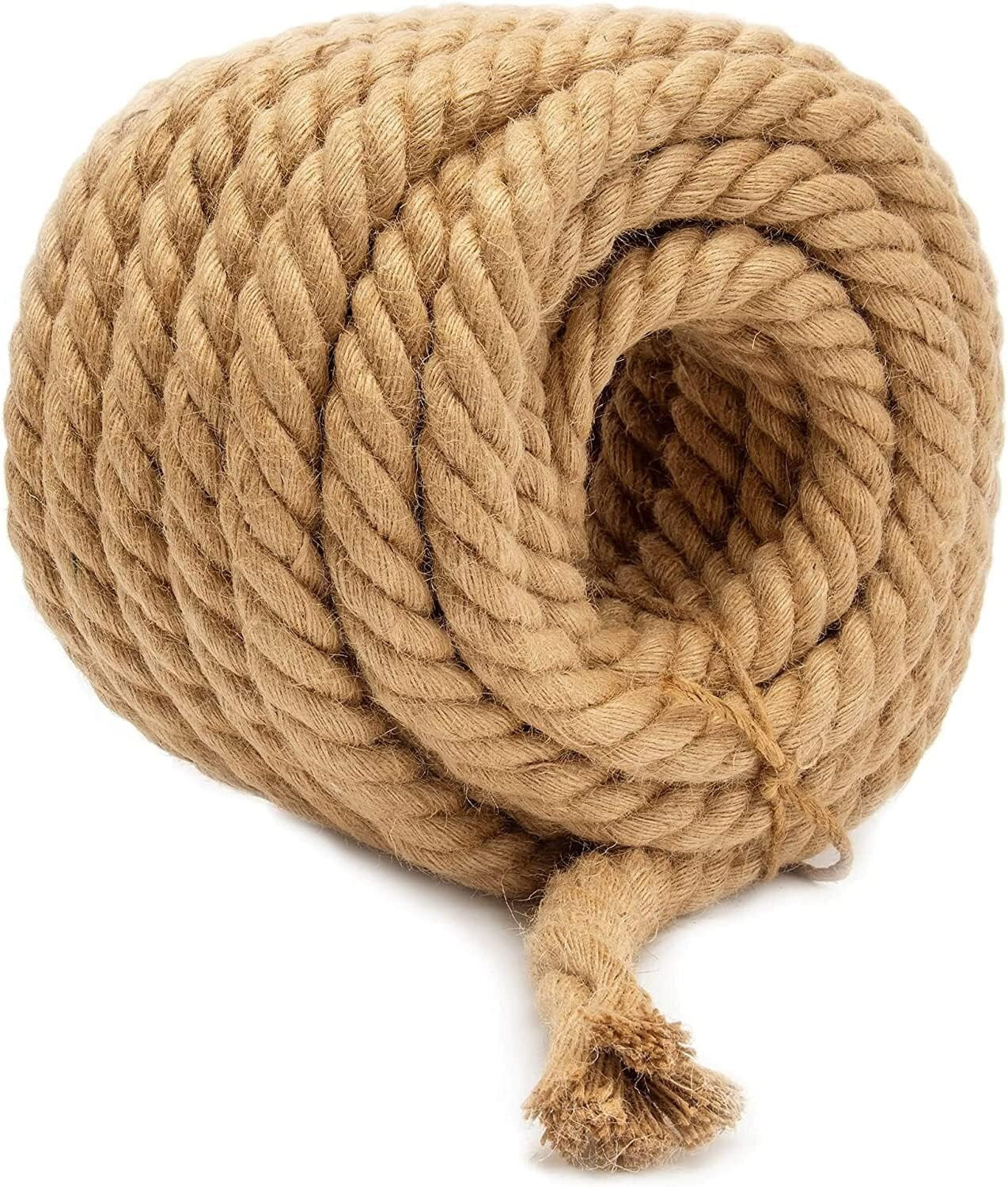 Eco-Friendly Twisted Jute Rope - Strong 50 Ft, 3/4 Inch for Indoor & Outdoor Use