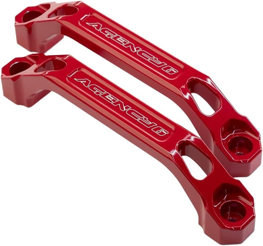 Universal Fit Offroad Grab Handles Pair - Durable Red Aluminum & Stainless Steel