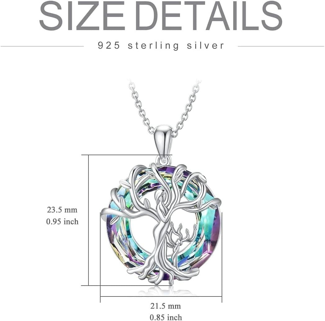 Mother-Daughter Tree of Life Pendant Necklace – Sterling Silver & Crystal Gift