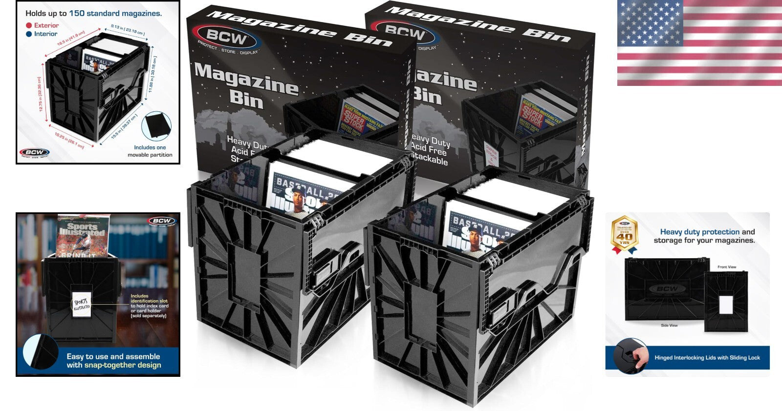 Efficient Organizing with Stackable Magazine and Comic Bins - 15.5 x 9.13 Inches
