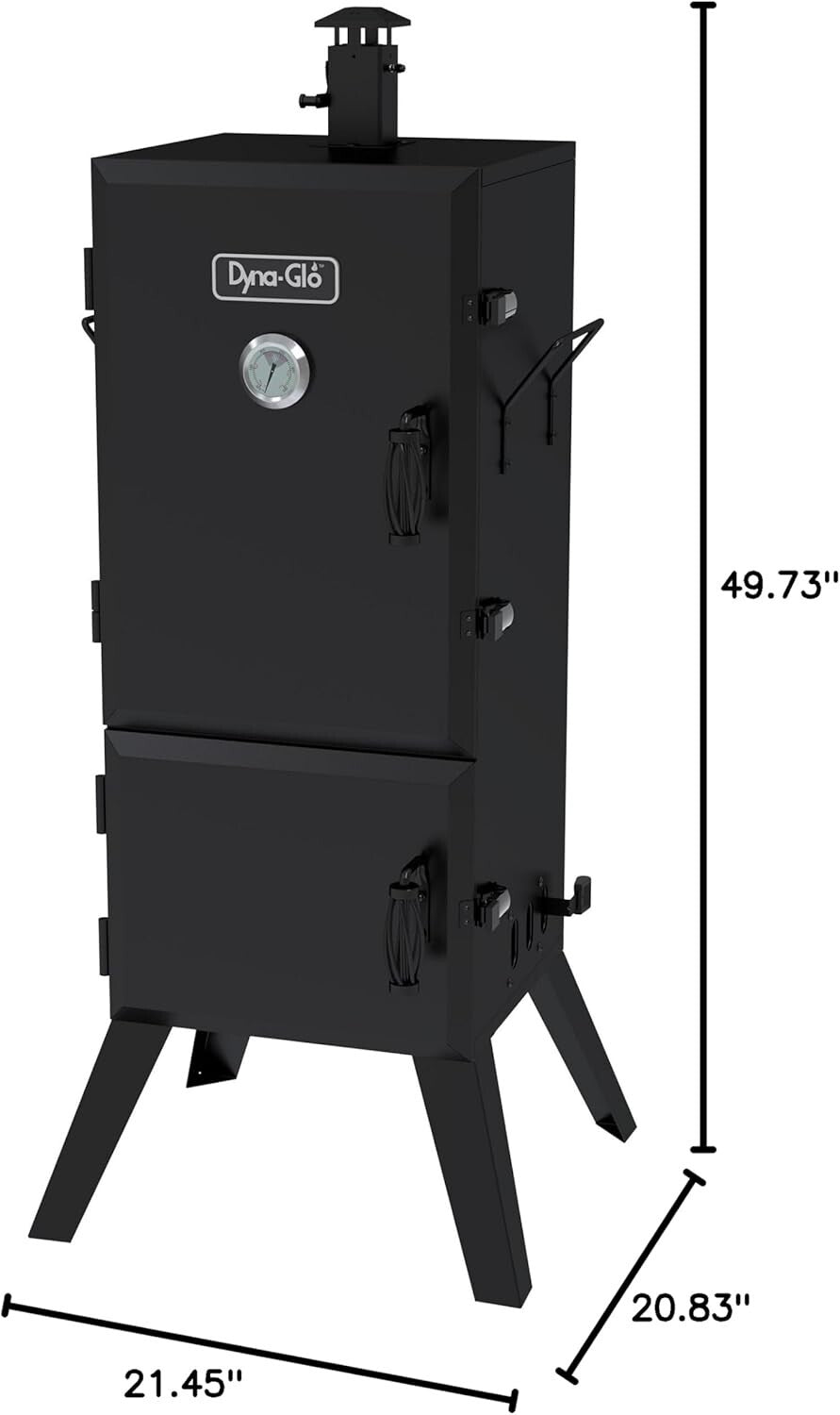 Alloy Steel Vertical Charcoal Smoker with Dual Doors & 4 Adjustable Grates