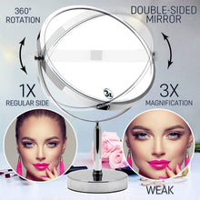 Load image into Gallery viewer, 17" Tall Round Vanity Mirror with 3X Magnification - Chrome Polished Finish