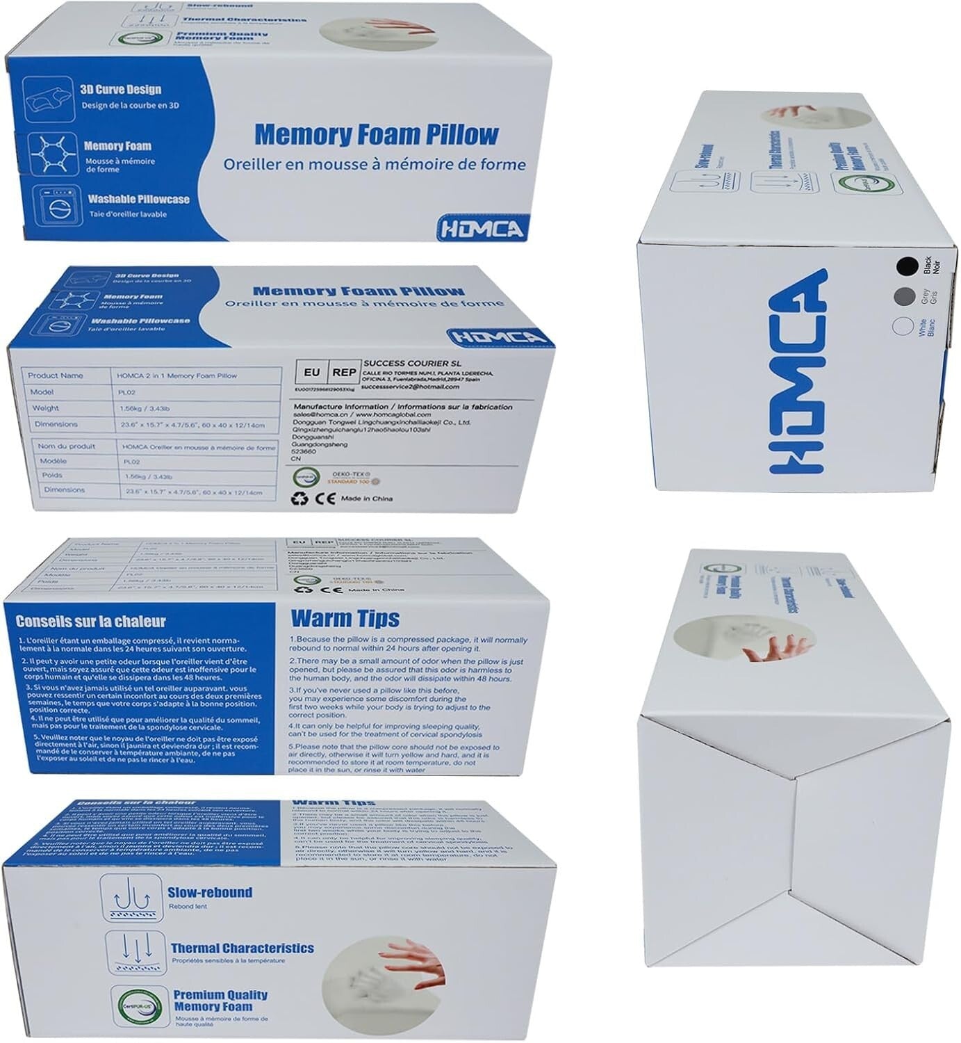 Adjustable Height Memory Foam Neck Pillow for Side, Back, and Stomach Sleepers