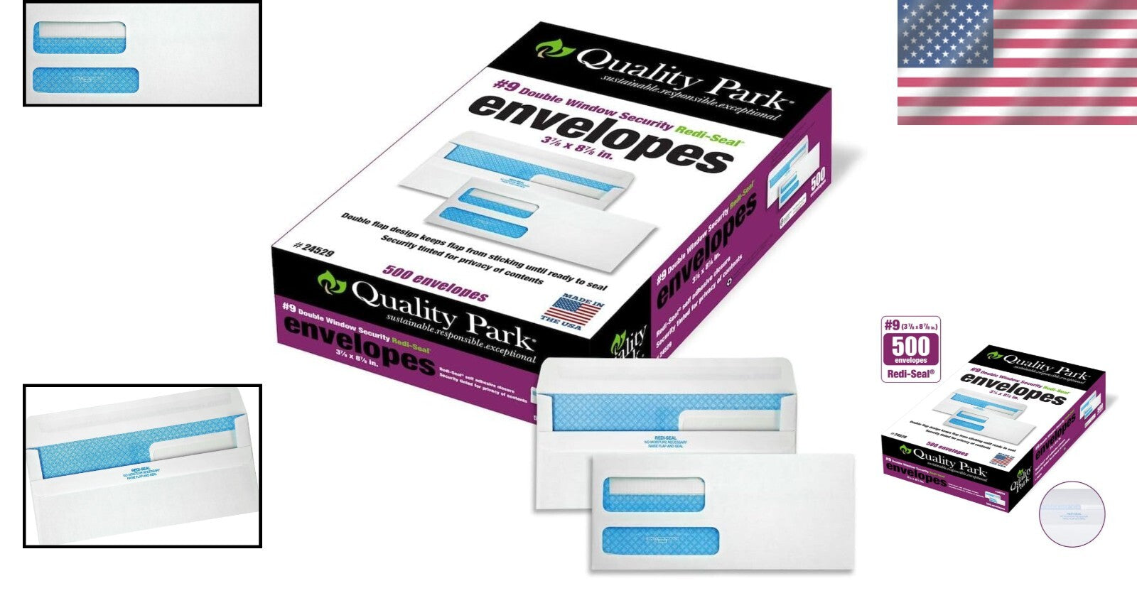 Secure Self-Seal Double Window Envelopes - 500 Count, Ideal for Invoicing