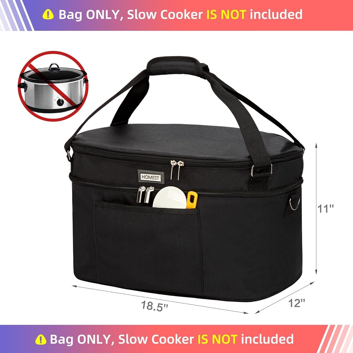 Durable 6-8 Quart Slow Cooker Holder with Adjustable Strap and Easy Wipe Liner