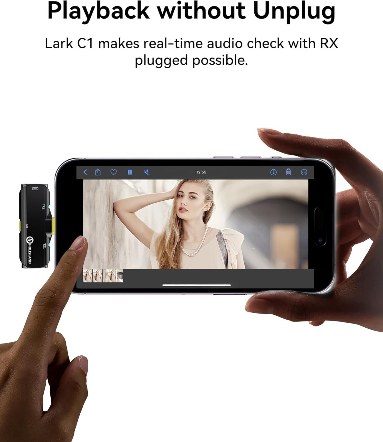 Active Noise Cancelling Lavalier Mic - 32H Battery, Ideal for iPhone/iPad Users