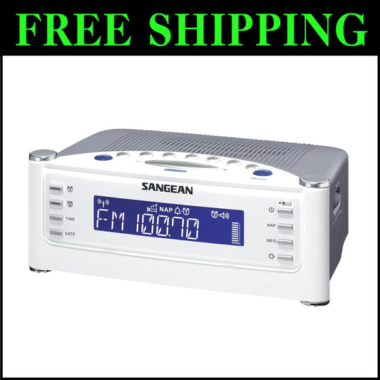 Compact Silver Atomic Clock Radio with FM/AM & Aux Input for Easy Listening