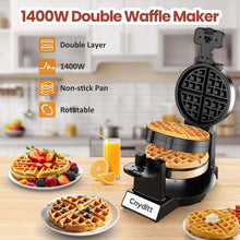 Load image into Gallery viewer, Compact 1400W Double Waffle Maker with Non-Stick Coating &amp; Cool Touch Handles