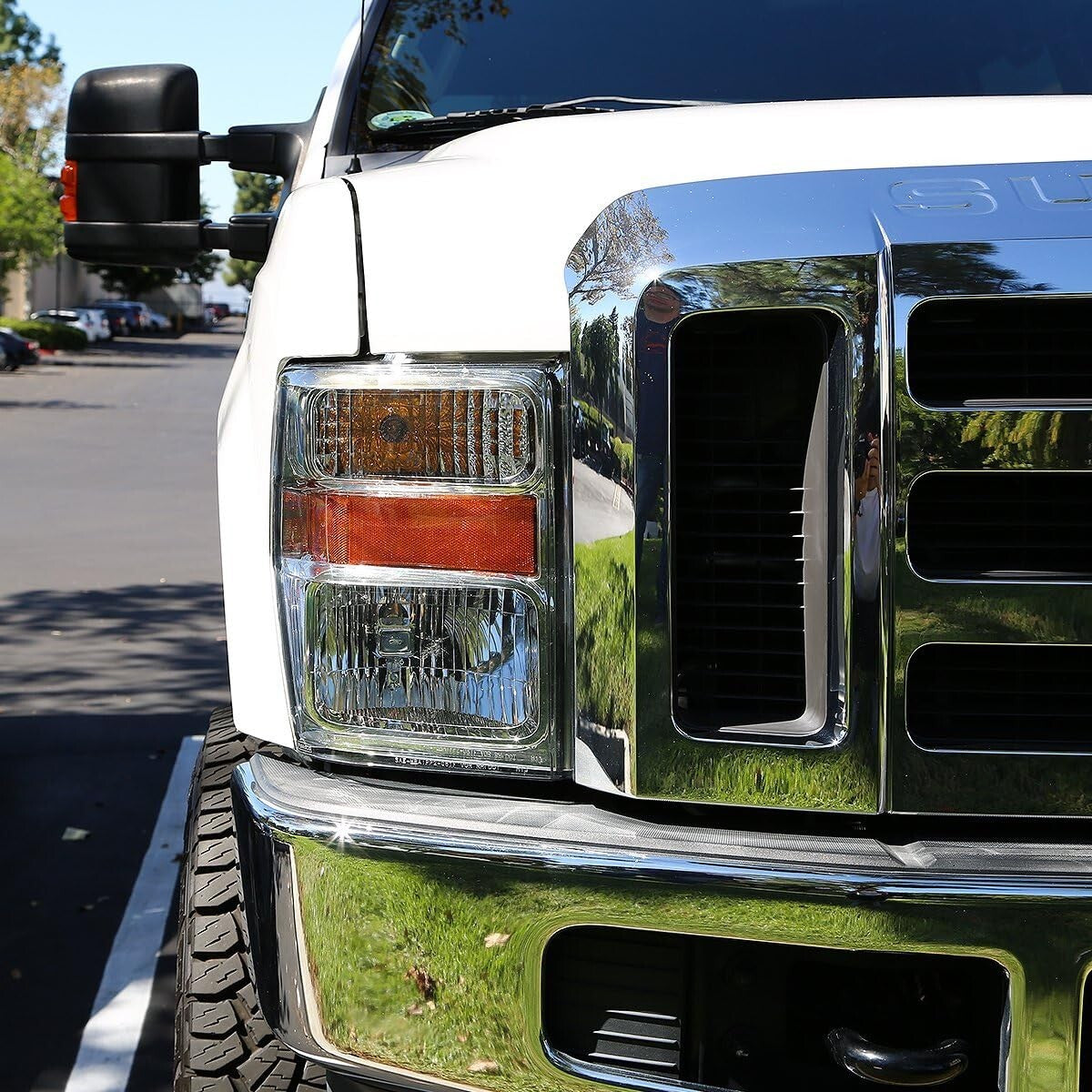 Chrome Amber Headlights Replacement for 08-10 F-250/F-350/F-450/F-550 Super Duty