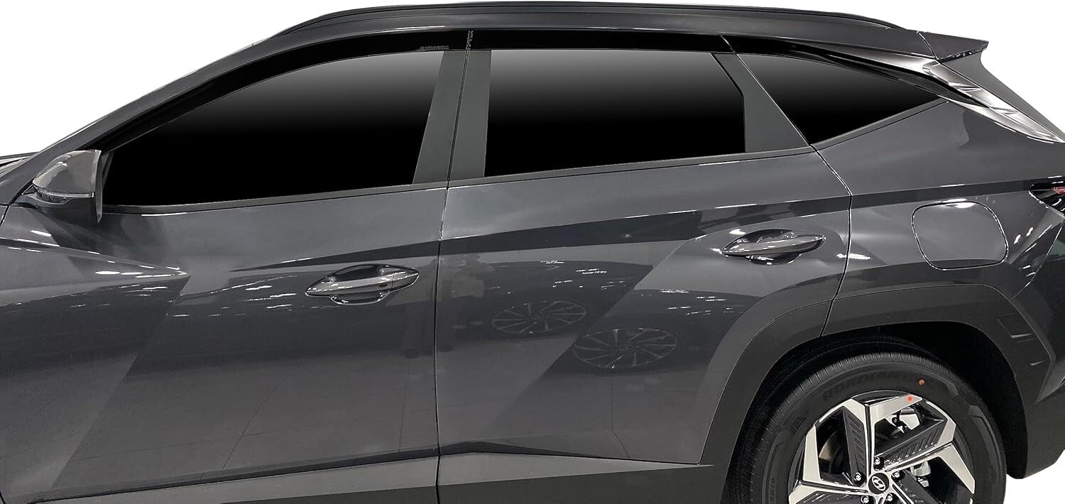 6-Pc Smoked Window Visors for 2022-2025 Cars - Easy Self-Adhesive Installation