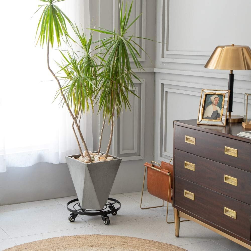 16" Heavy Duty Metal Plant Caddy with Wheels for Indoor & Outdoor Use