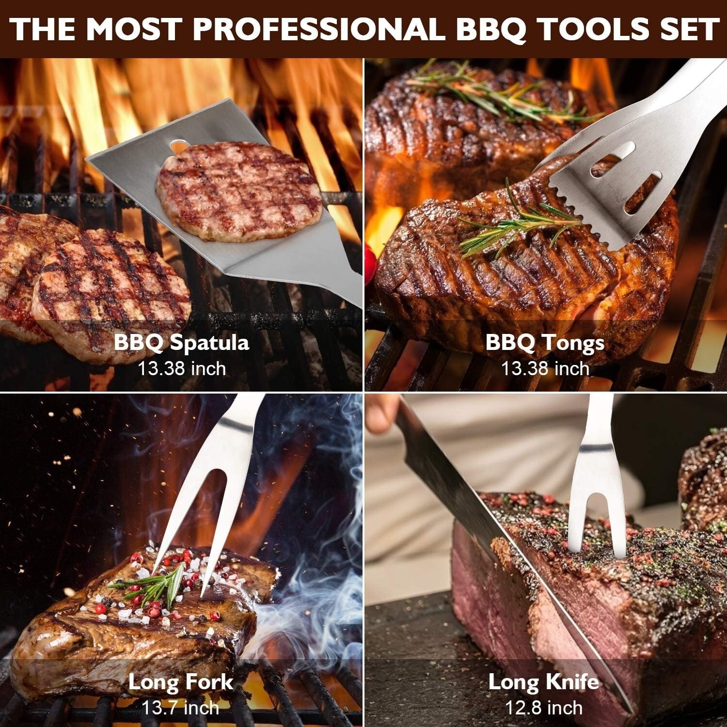 34-Piece BBQ Tool Set: Durable Stainless Steel Grilling Accessories Gift Set