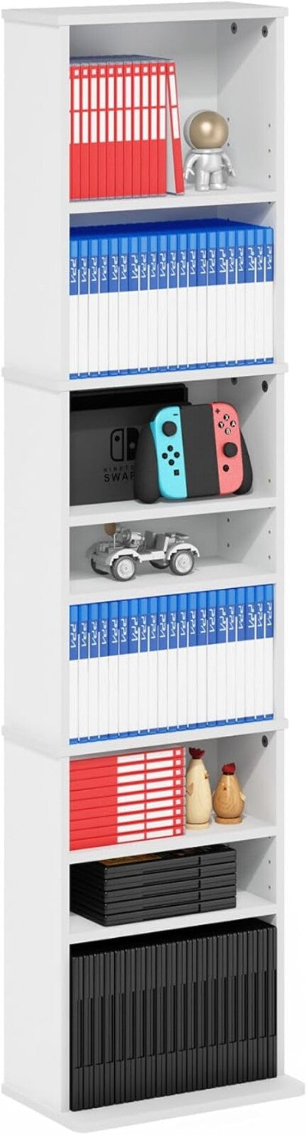 Durable Freestanding 9-Shelf Media Rack with Wall Mount Kit - Easy Assembly