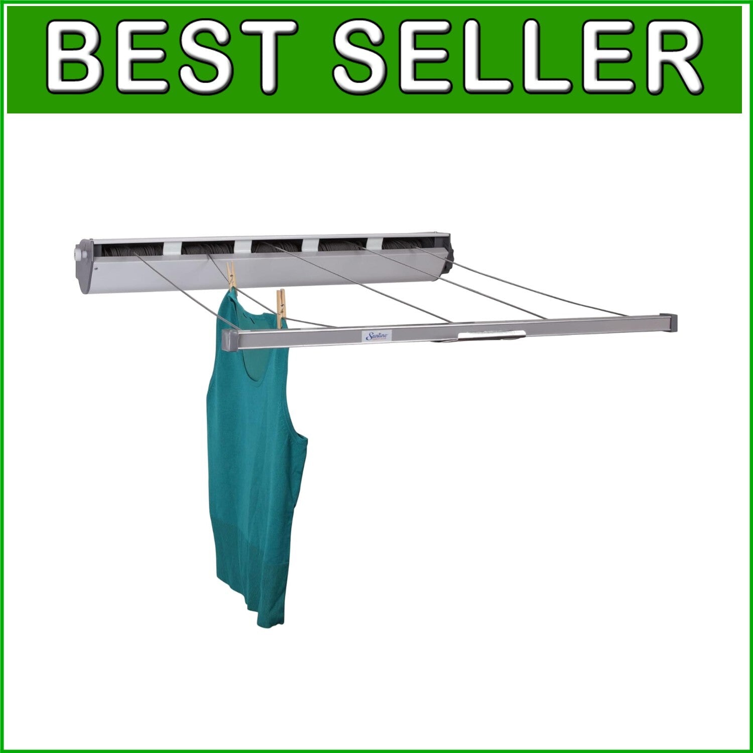 Efficient 5-Line Retractable Drying Rack - Keeps Laundry Fresh & Tangle-Free