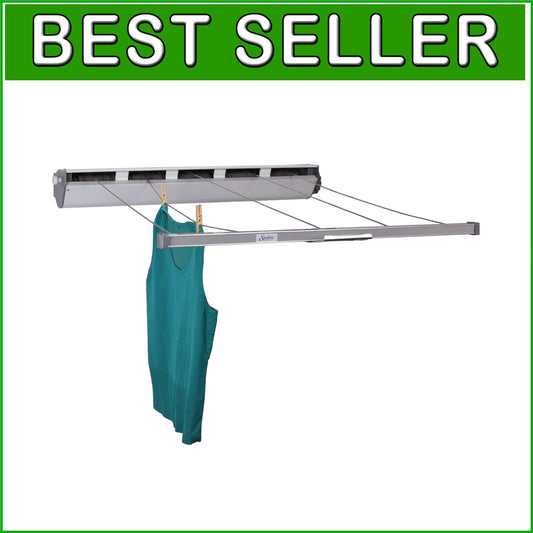 Efficient 5-Line Retractable Drying Rack - Keeps Laundry Fresh & Tangle-Free