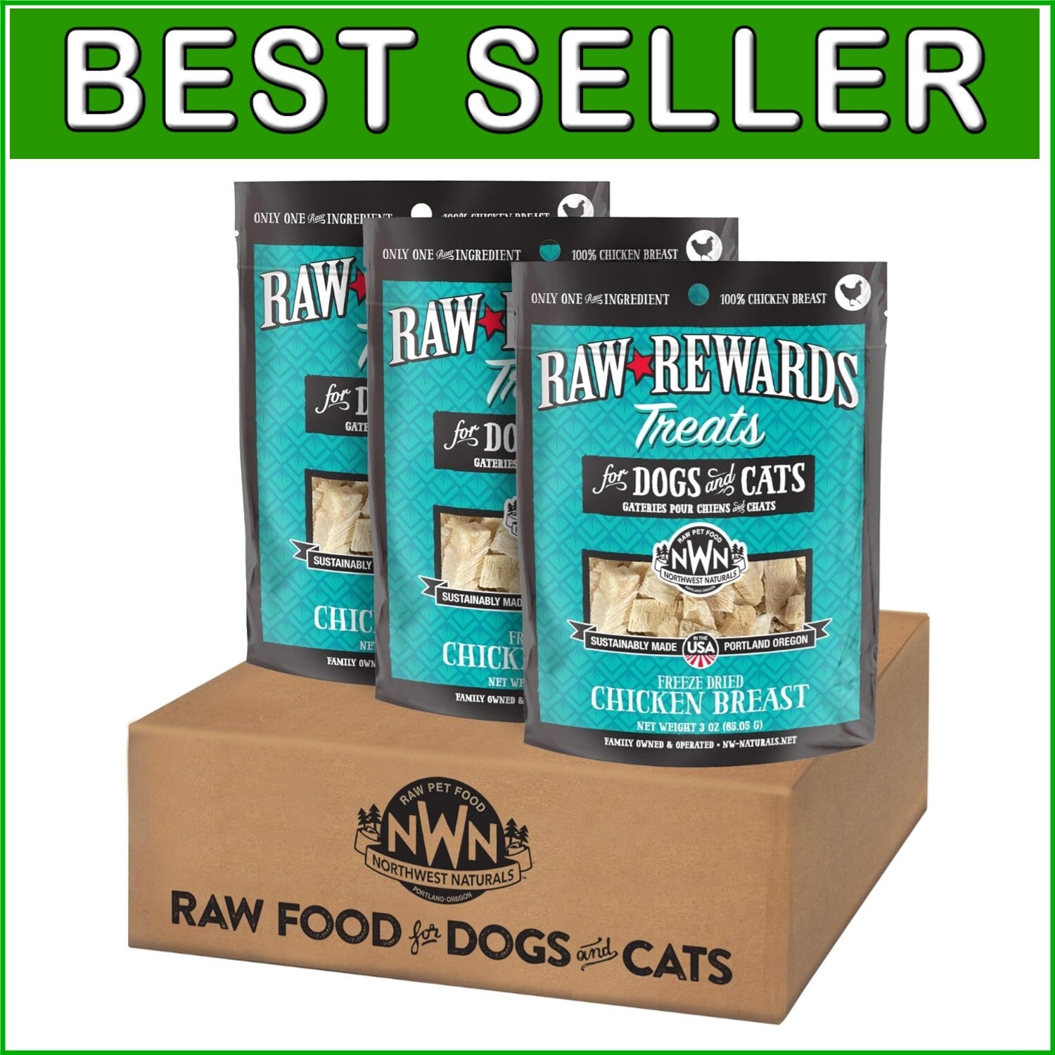 Raw Chicken Breast Treats - Human-Grade Freeze-Dried, Perfect for Dogs and Cats