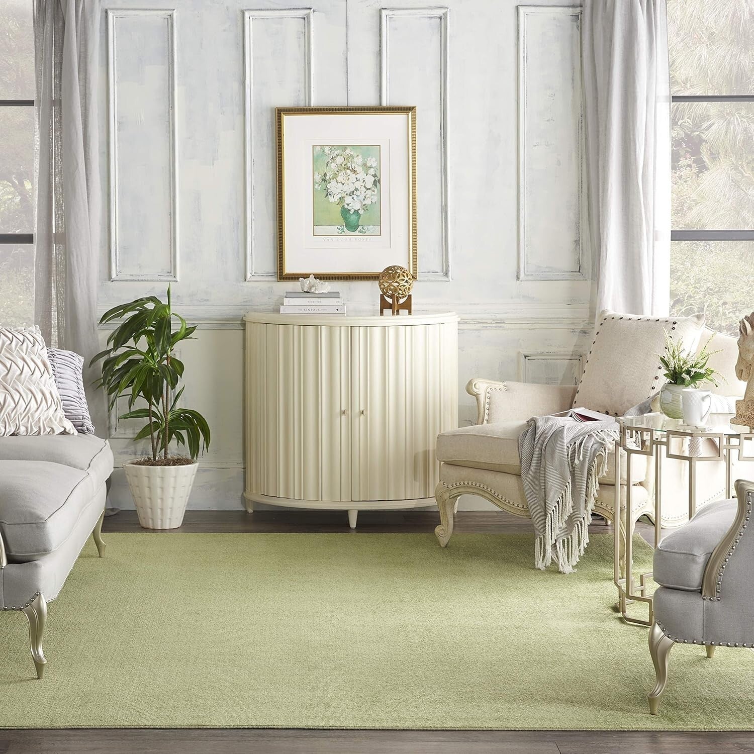 Stylish 9' x 12' Green Rug for Living Rooms, Patios & More - Easy Maintenance
