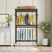 Load image into Gallery viewer, Heavy-Duty Metal Garment Rack - 350lbs Capacity &amp; Rolling Wheels for Versatility